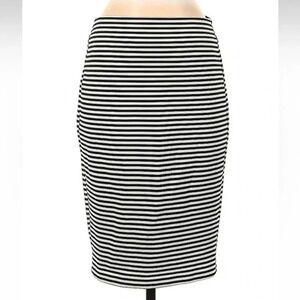 Guess Y2K Black White Stripe Timeless Classic Full Zip Pencil Skirt Size S Small